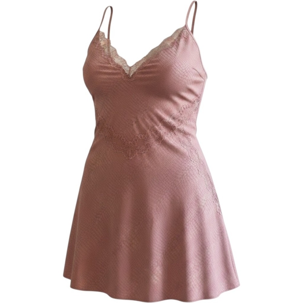 Victoria's Secret Slip Dress Womens L Pink Lace Snakeskin Coquette Y2K Fairy